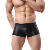 Leather Mens Tank Top With Hood + Sexy Shorts